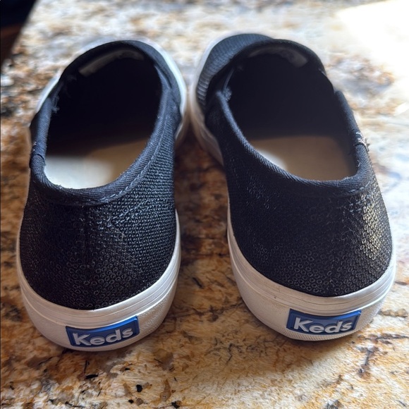 Keds Black Slip-On Sneakers Sequins Sparkly Glittery Canvas Comfy - Picture 3 of 7